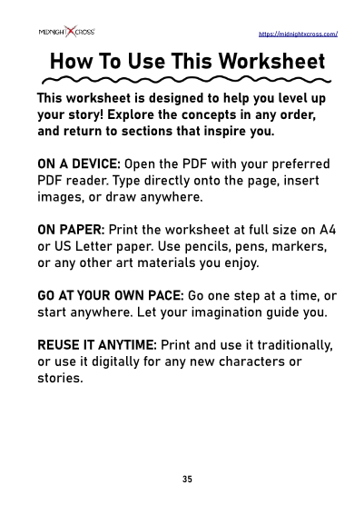 Pro Character Creation Worksheet Preview 35